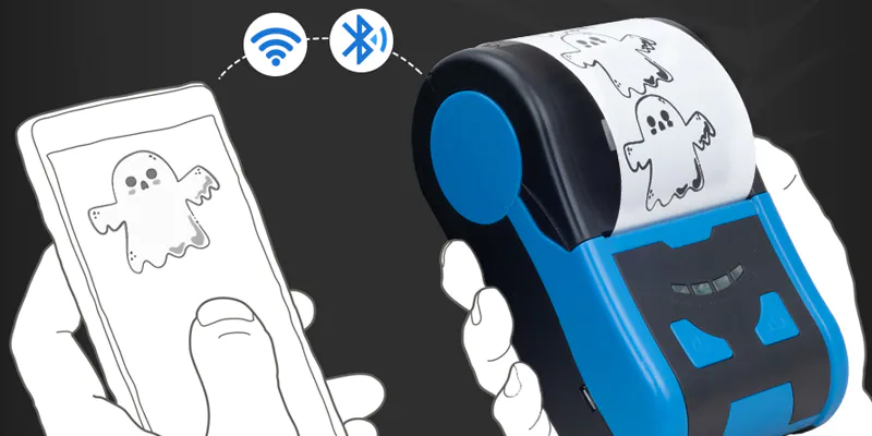 dual mode portable bluetooth receipt printer design for shop