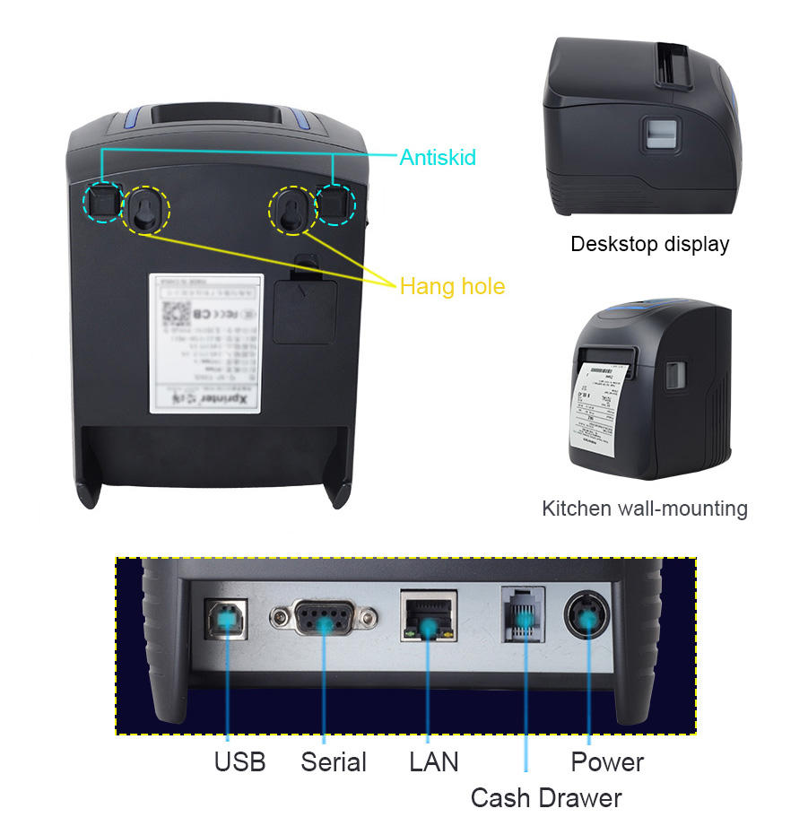 multilingual cashier receipt printer xpc2008 with good price for mall