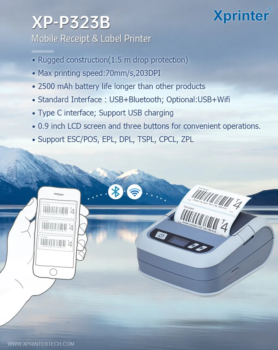 Xprinter Wifi connection portable label printer series for shop