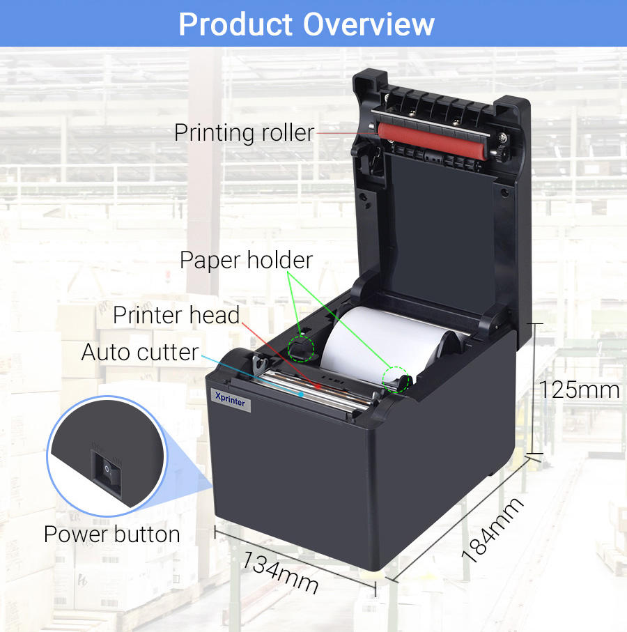 Xprinter durable thermal printer 80 design for supermarket