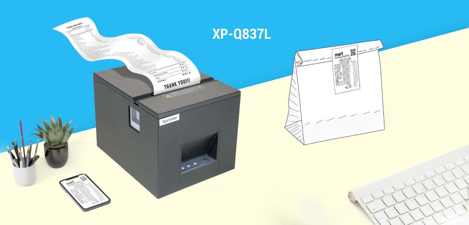 Xprinter square receipt printer design for store-1